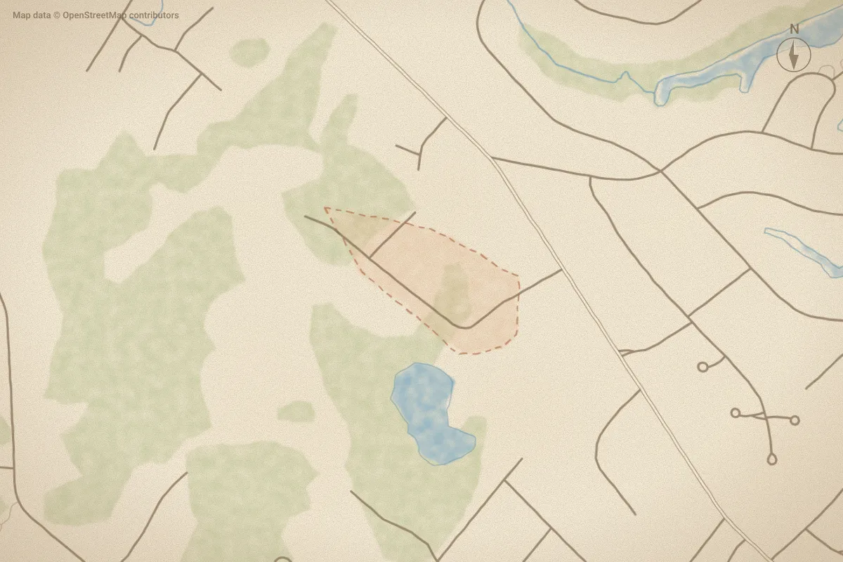 Watercolor map of Sea Breeze in Hampstead, NC, showing its streets, water and surroundings