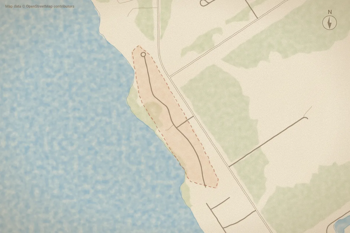 Watercolor map of Shipwatch in Wilmington, NC, showing its streets, water and surroundings