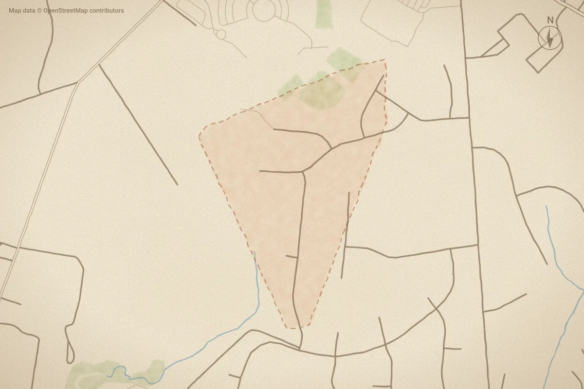 Watercolor map of Shipwright Pointe in Swansboro, NC, showing its streets, water and surroundings