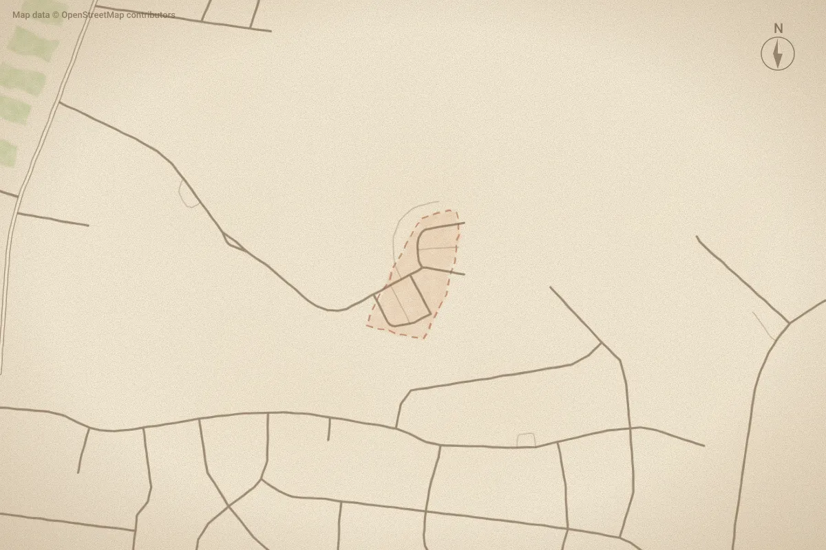 Watercolor map of Somerset in Washington, NC, showing its streets, water and surroundings