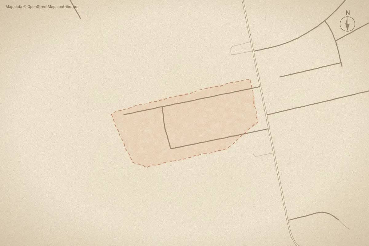 Watercolor map of Strawberry Acres in Elizabeth City, NC, showing its streets, water and surroundings