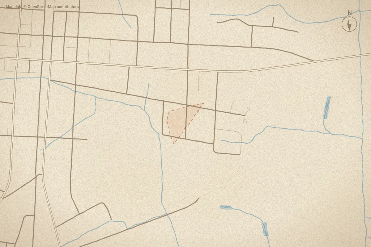 Watercolor map of Sunrise Park in Ayden, NC, showing its streets, water and surroundings
