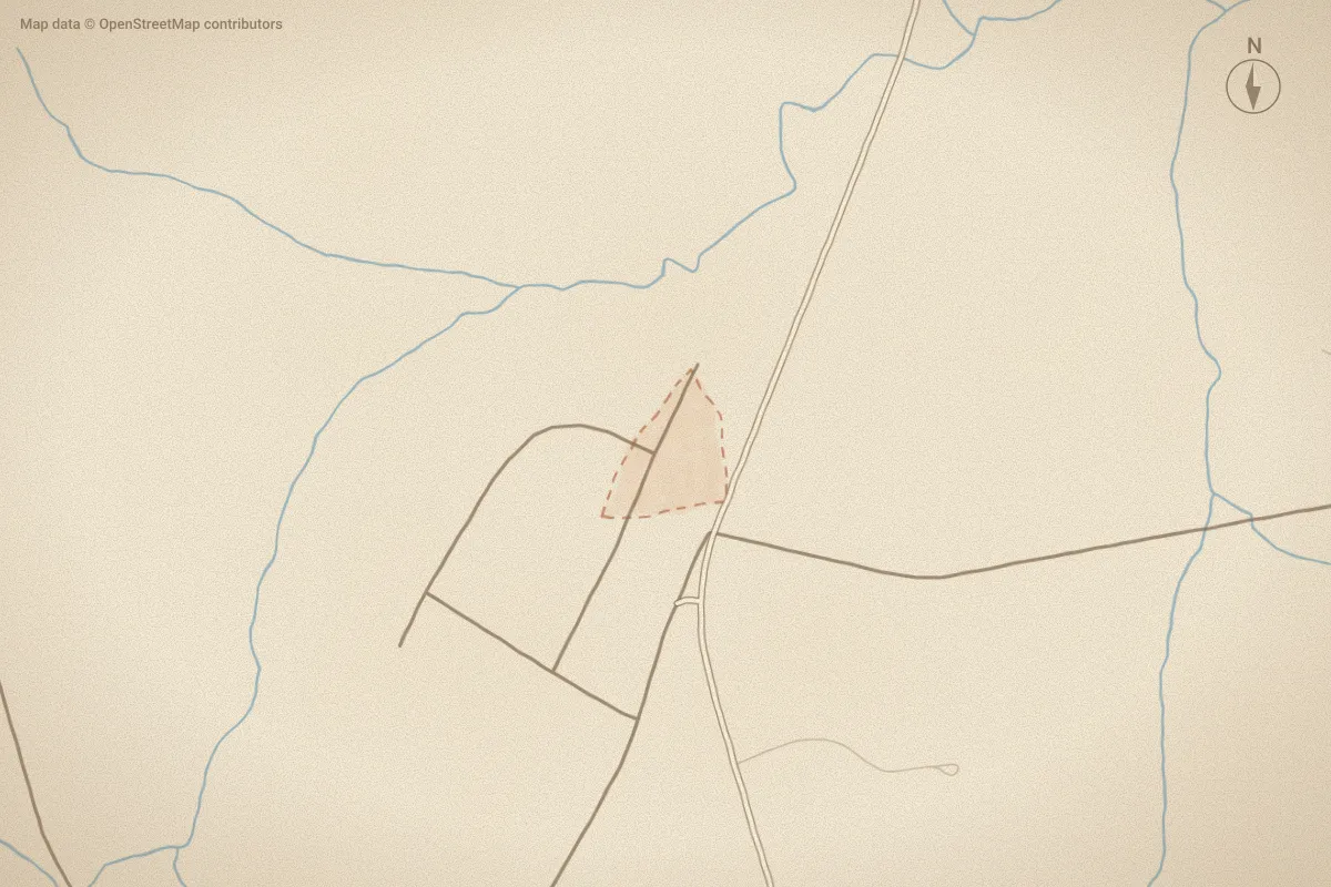 Watercolor map of The Landing at Parkers Creek in Nashville, NC, showing its streets, water and surroundings