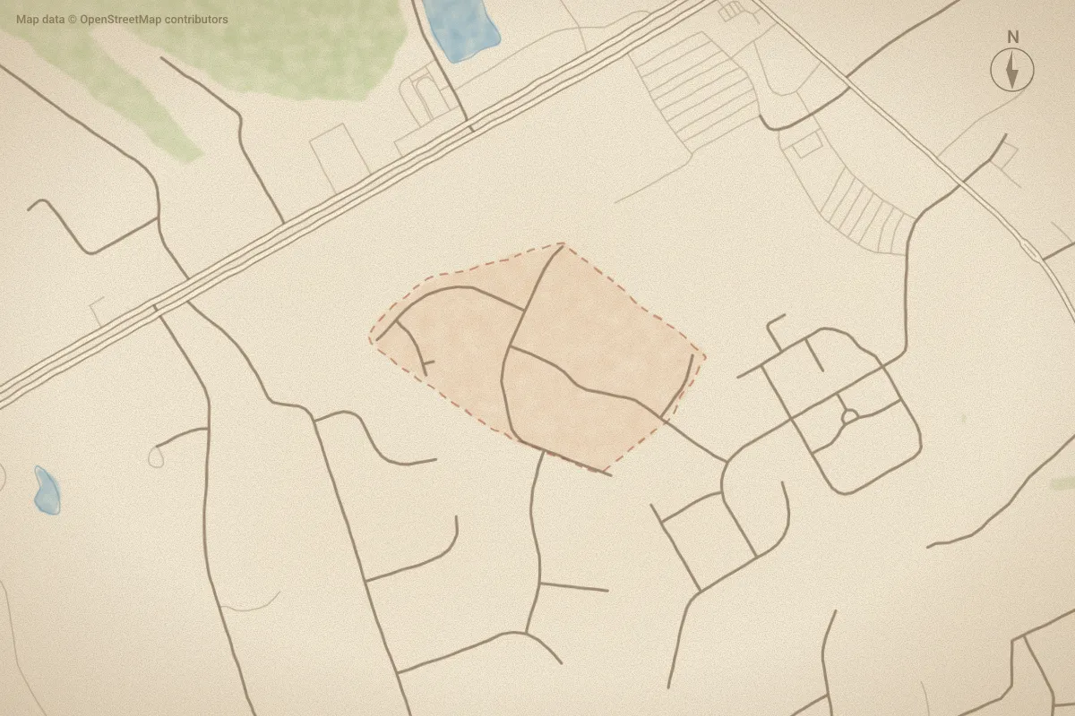 Watercolor map of The Terraces in Hampstead, NC, showing its streets, water and surroundings
