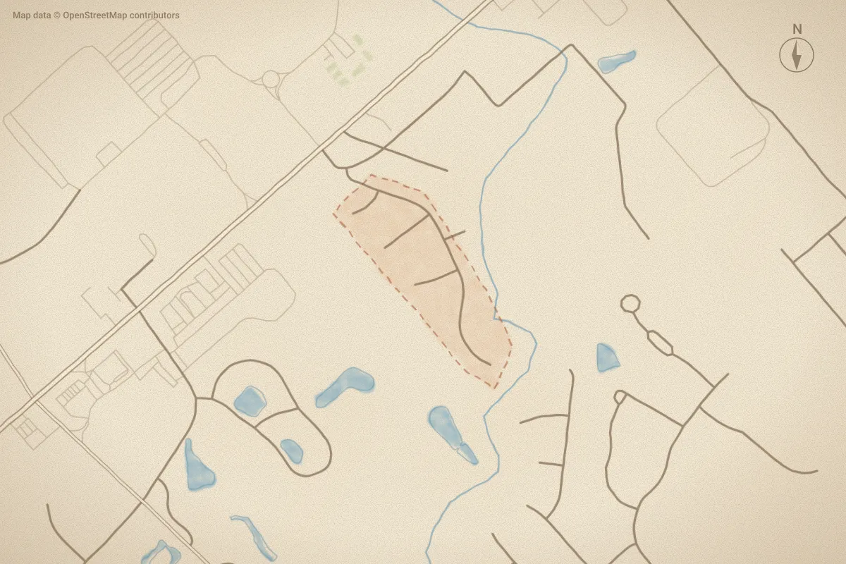 Watercolor map of Vista Point in Hampstead, NC, showing its streets, water and surroundings