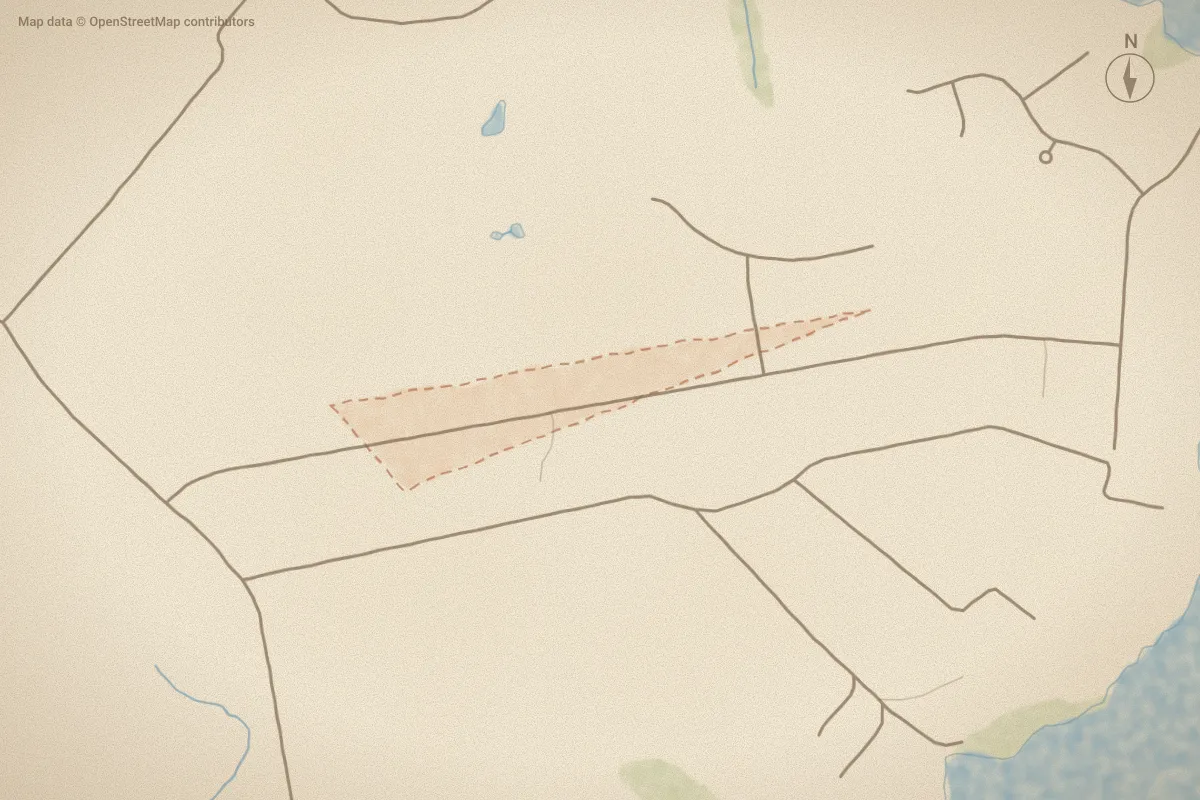 Watercolor map of White Oak Lndg in Stella, NC, showing its streets, water and surroundings