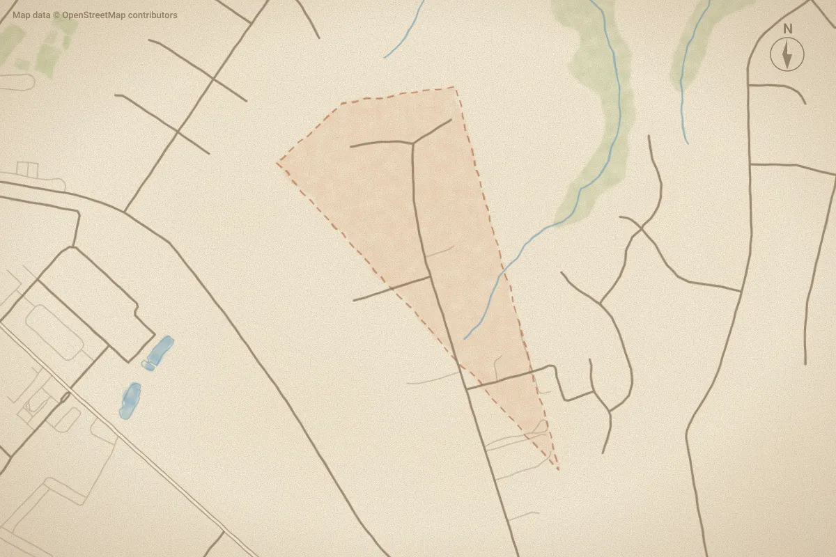 Watercolor map of Wildroots in Sneads Ferry, NC, showing its streets, water and surroundings