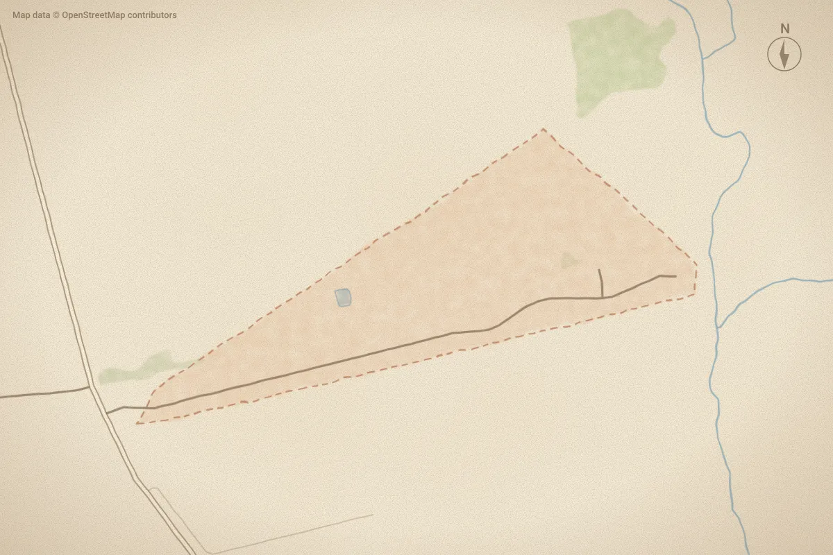 Watercolor map of Winding River Estates in Richlands, NC, showing its streets, water and surroundings