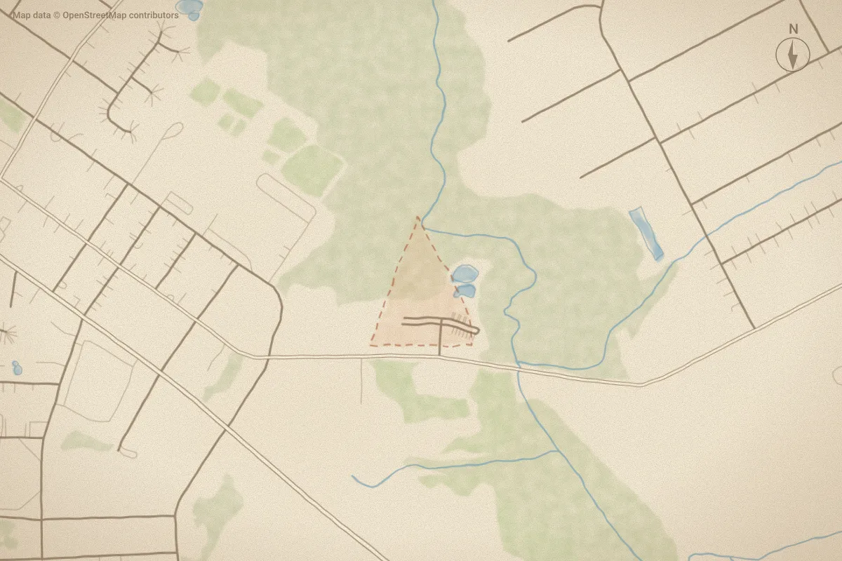Watercolor map of Winstead Place in Richlands, NC, showing its streets, water and surroundings
