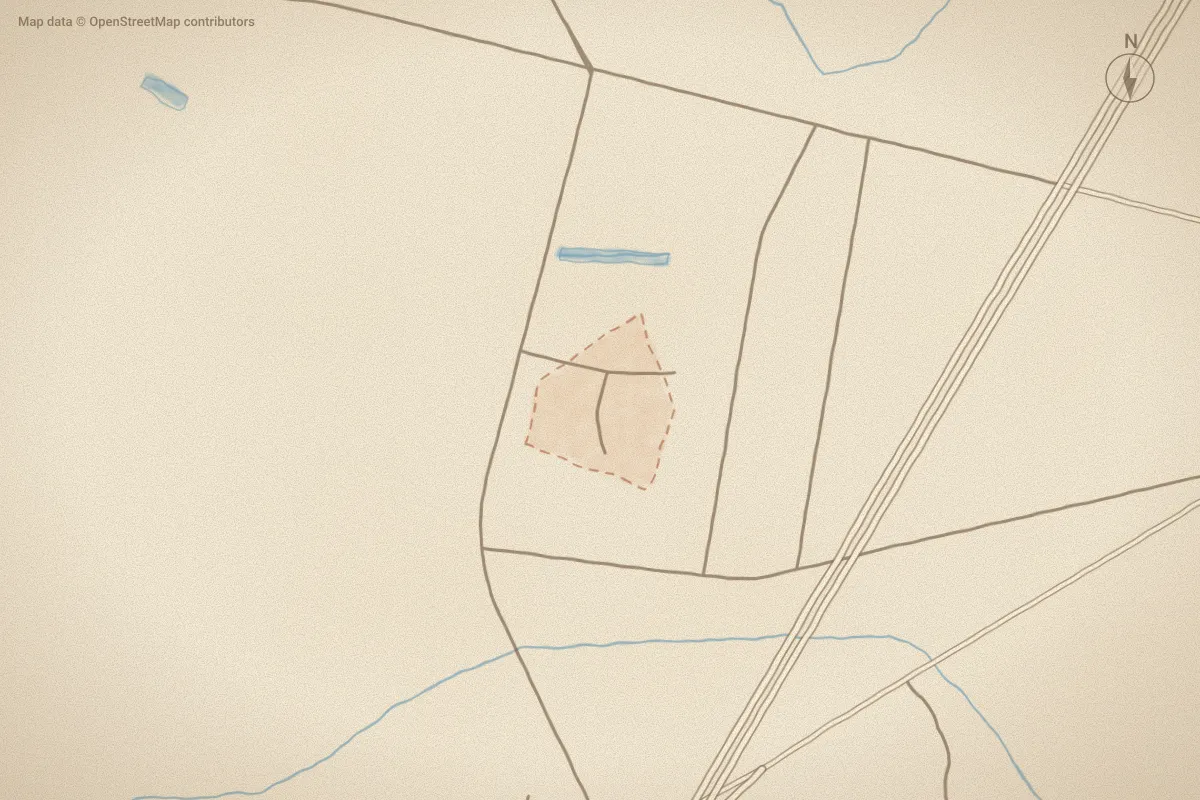 Watercolor map of Woodsedge in Grifton, NC, showing its streets, water and surroundings