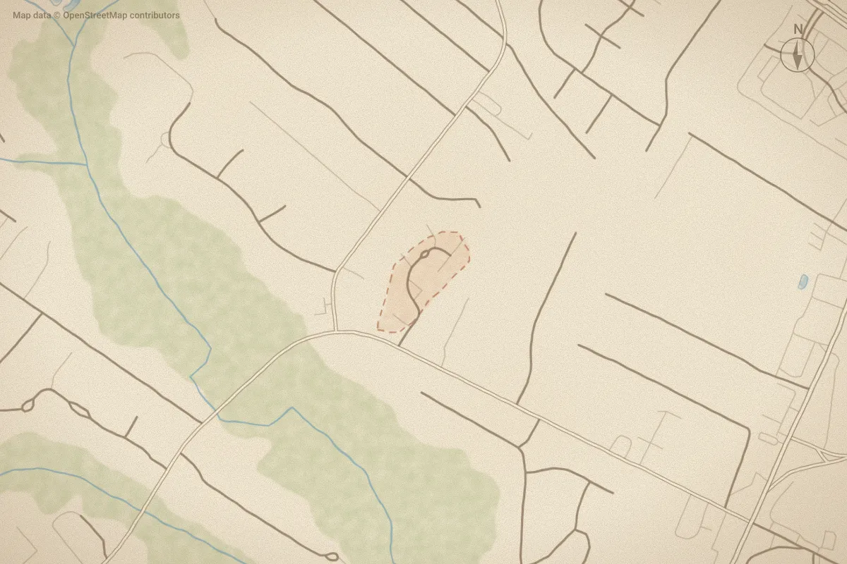 Watercolor map of Wrightsville Place in Wilmington, NC, showing its streets, water and surroundings
