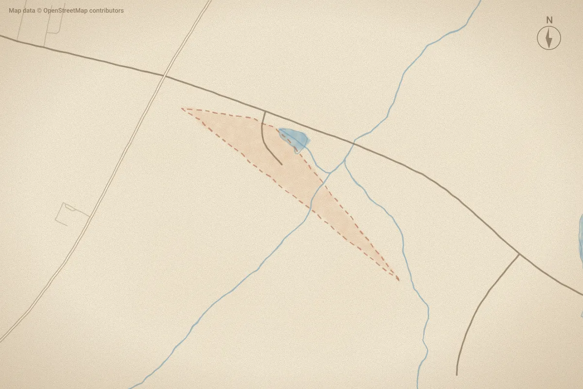Watercolor map of Zacks Ridge in Jacksonville, NC, showing its streets, water and surroundings